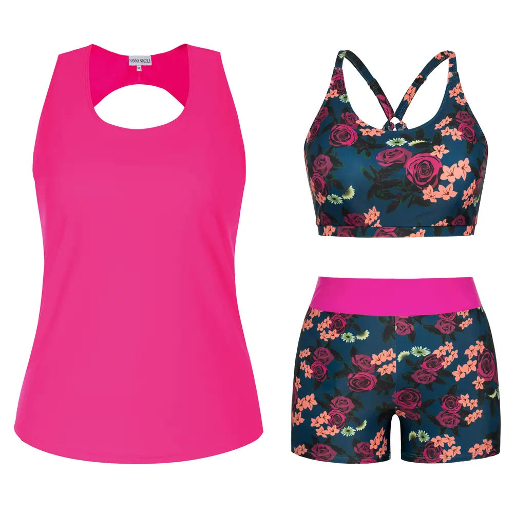 Tankini-Set – 3-teilig, Plus Size Tummy-Control - 17