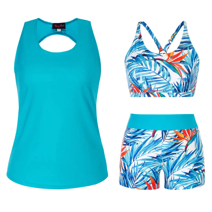 Tankini-Set – 3-teilig, Plus Size Tummy-Control - 11