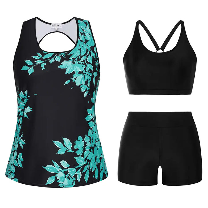 Tankini-Set – 3-teilig, Plus Size Tummy-Control - 19