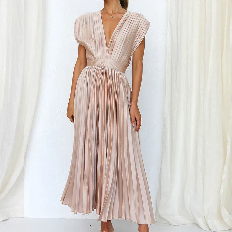 Aroa™ - Langes plissiertes Kleid für besondere Momente