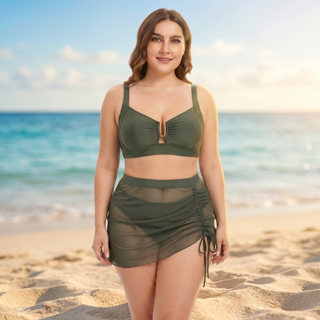 Helena™ - Hochbund-Bikini mit Schwimmröckchen