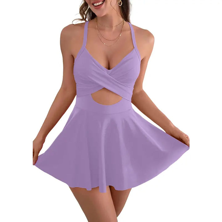 Badekleid – Cutout Einteiler mit Röckchen - Light Purple