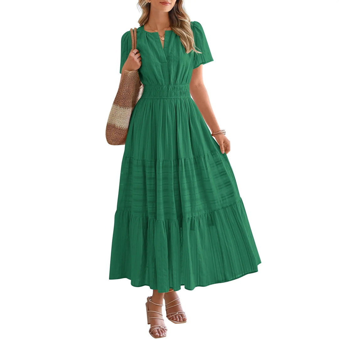 Maxikleid – Leichtes Sommerkleid mit Taschen - Dark Green