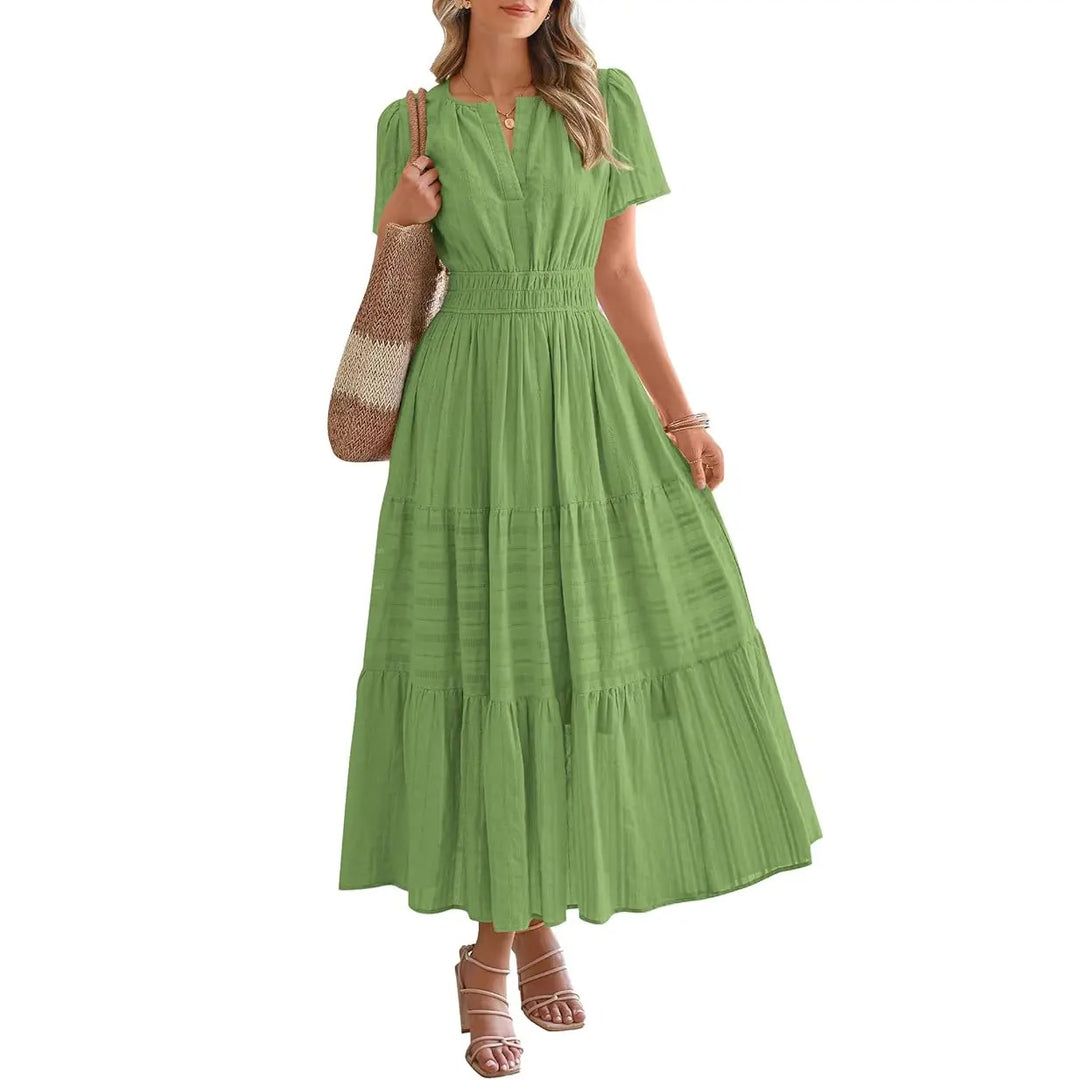 Maxikleid – Leichtes Sommerkleid mit Taschen - Green