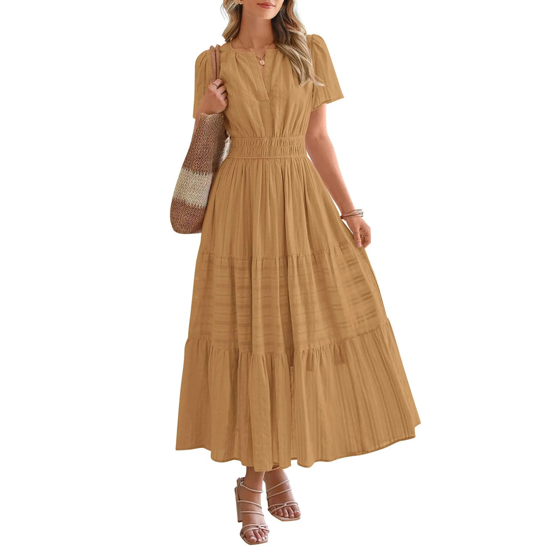 Maxikleid – Leichtes Sommerkleid mit Taschen - Khaki