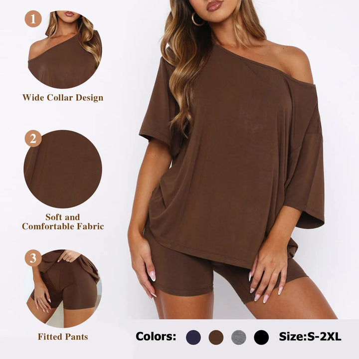 Loungewear-Set – Off-Shoulder Top &amp; Shorts - Lifestyle