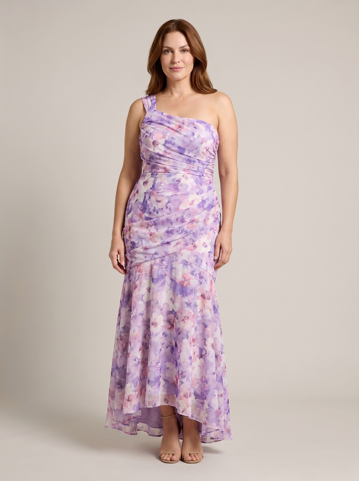 Lavinia™ - Asymmetrisches Maxikleid mit Aquarell-Blumendruck