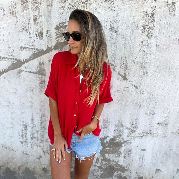 EDELTRAUD - LOCKERE BLUSE MIT KNÖPFEN