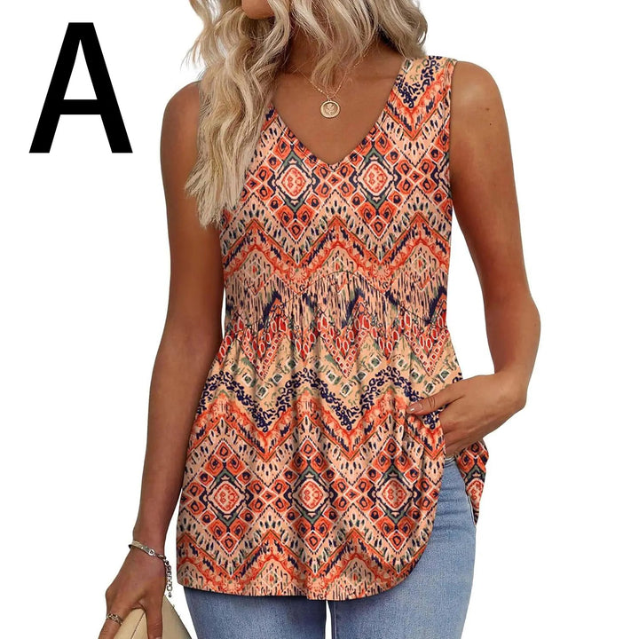 Peplum-Top – Fließendes ärmelloses Sommertop - E-bohemia Orange