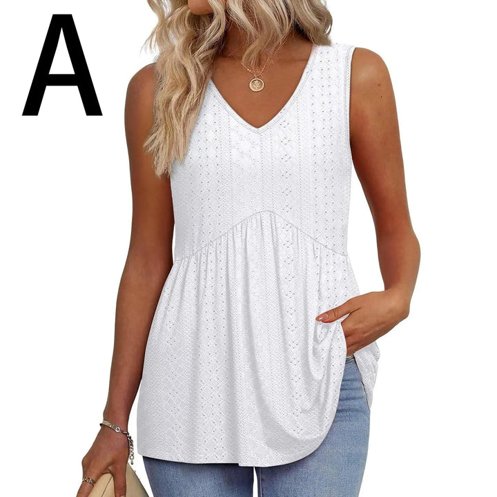 Peplum-Top – Fließendes ärmelloses Sommertop - C-white