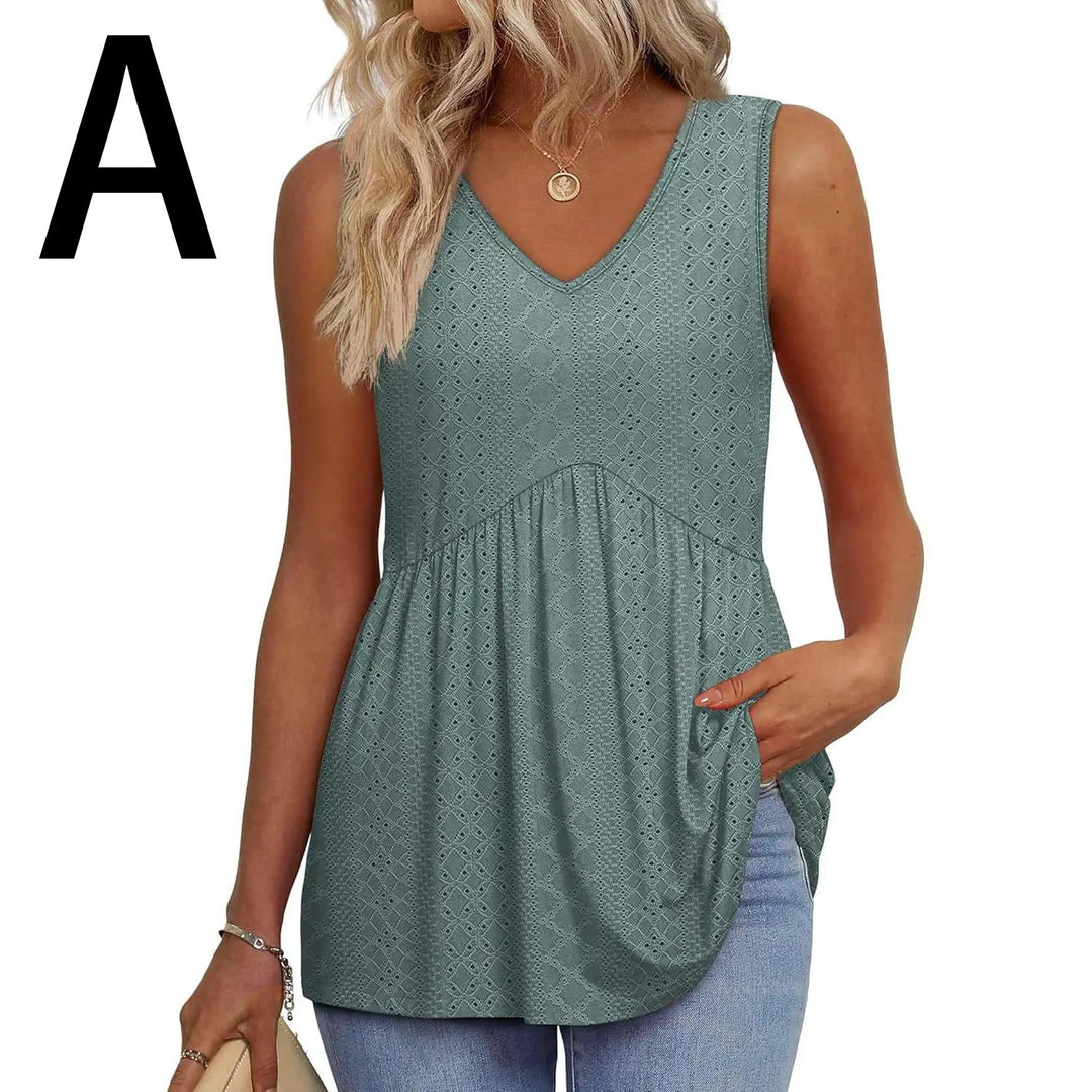Peplum-Top – Fließendes ärmelloses Sommertop - D-gray Green