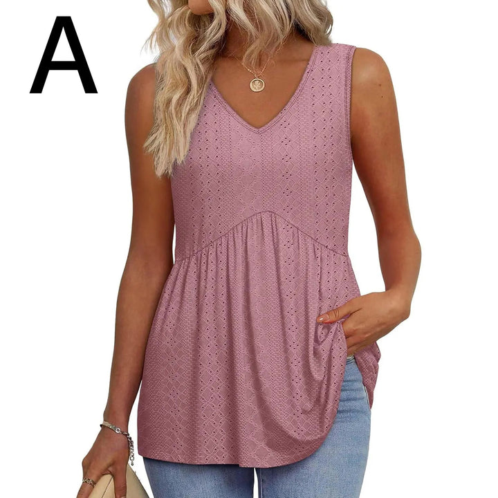 Peplum-Top – Fließendes ärmelloses Sommertop - I-dust Pink