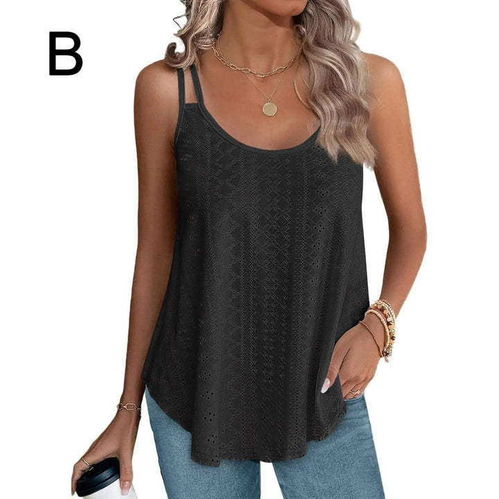 Peplum-Top – Fließendes ärmelloses Sommertop - Desgin-B-All- Black
