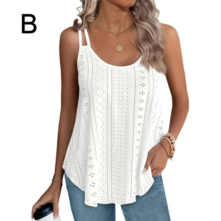Peplum-Top – Fließendes ärmelloses Sommertop - Desgin-B-H- White