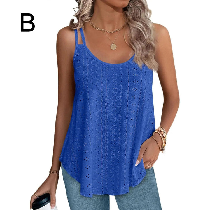Peplum-Top – Fließendes ärmelloses Sommertop - Desgin-B-M5- Royal Blue