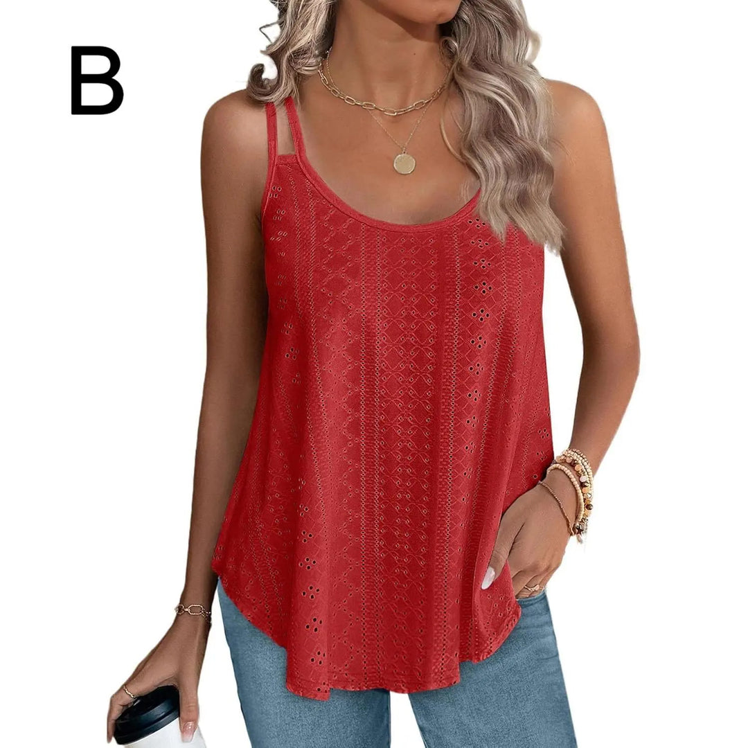 Peplum-Top – Fließendes ärmelloses Sommertop - Desgin-B-J- Red