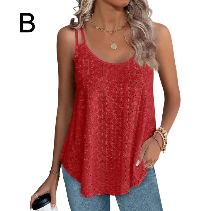 Peplum-Top – Fließendes ärmelloses Sommertop - Desgin-B-J- Red