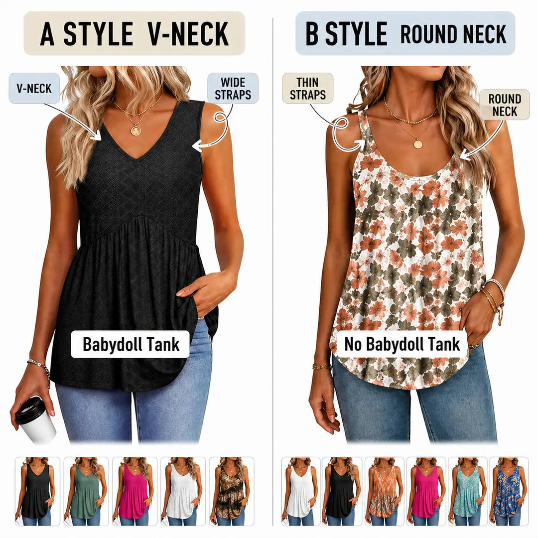 Peplum-Top – Fließendes ärmelloses Sommertop - Lifestyle
