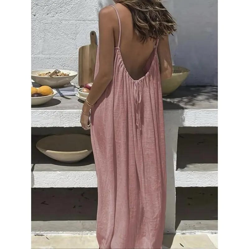 Sommerkleid – Ärmelloses Cami-Maxikleid - Baby Pink
