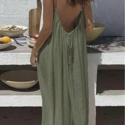 Sommerkleid – Ärmelloses Cami-Maxikleid - light Grayish green